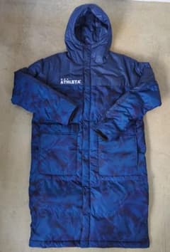 ATHLETA(アスレタ) ベンチコート メンズ 中綿フード ブルーカモフラ Ｌ ATHLETA アスレタ ベンチコート L メンズ 中綿フード ブルーカモフラ