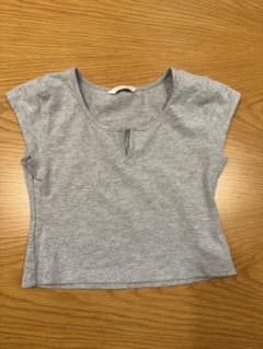 ZARA グレー スリット入りクロップド丈トップスのサムネイル