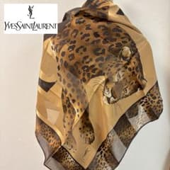 美品◇YSL◇イヴサンローラン◇シルク100% レオパード柄スカーフ 美品◇YSL◇イヴサンローラン◇シルク100% レオパード柄スカーフ