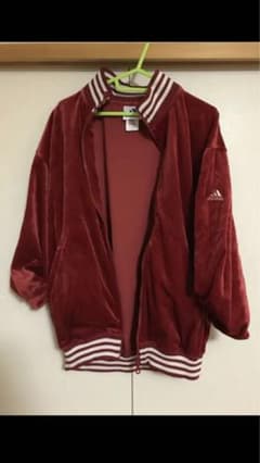 【希少：一点物】adidas 90sベロアジャケット レトロ　ワインレッドのサムネイル