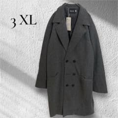 新品 Marswort ダブルブレスト チェスターコート グレー 3XL 定番