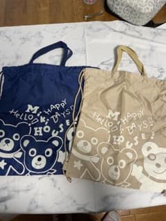 ミキハウス ノベルティ クマのイラスト ドローストリングバッグ 2個セットのサムネイル
