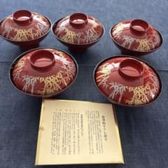 輪島塗 蓋付き吸物椀5客セット - メルカリ