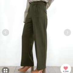 セレクトモカ ウエストベルトデザイン ロング パンツ カーキ