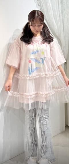 merry jenny チュール重ねティアードプルオーバー ピンクのサムネイル