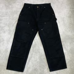 Carhartt ダブルニー USA製 32 ワークパンツ　ブラック