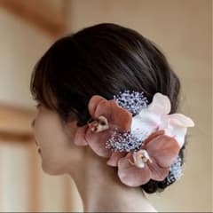胡蝶蘭ヘアアクセ　結婚式　白無垢　和婚　髪飾り　ヘッドドレス　ウエディングのサムネイル