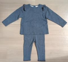 ZARA BABY リブ ニット セットアップ ブルー グレー フリル 80cmのサムネイル