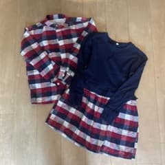 【兄妹リンクコーデ】無印良品　ネルシャツ　ワンピース【140cm・130cm】のサムネイル