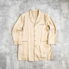 90s~ ベージュ オープンカラー リネン ショップ コート ジャケット 90s~ ベージュ オープンカラー リネン ショップ コート ジャケット