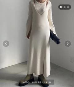 AMERICAN SLEEVE LAYERED KNIT DRESS アイボリーのサムネイル