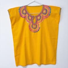 メキシコ刺繍ブラウス【マスタードイエローC】　メキシコ直輸入のサムネイル