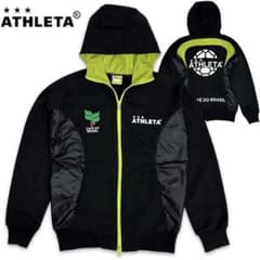 美品‼️】ATHLETA ナイロンスウェット 切替 ジャージパーカー 黒緑 S 