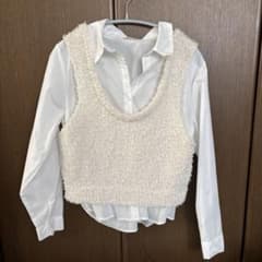 アイボリー レイヤード トップス Mサイズのサムネイル