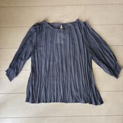 natural coutureプリーツブラウス 七分袖 シアー