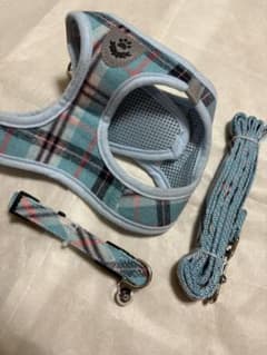 犬用 ハーネス リード セット チェック柄 ブルーのサムネイル