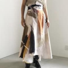 Ameri】LOUISE ART SKIRT ベージュ アート 総柄 Sサイズ - メルカリ