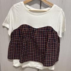 studio CLIP 異素材切替 Tシャツ チェック柄 Mサイズのサムネイル