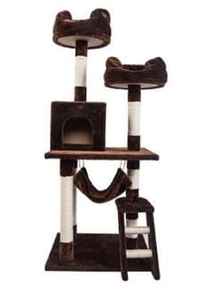 キャットタワー　猫タワー　ハンモック&爪とぎ&ベッド&ネズミ付き　ブラウンのサムネイル