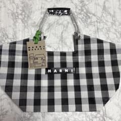 MARNI MARKET トートバッグ ギンガムチェック柄 格子柄 黒 白 - メルカリ