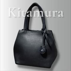 美品 キタムラ シュリンクレザー ハンドバッグ ダークネイビー - メルカリ