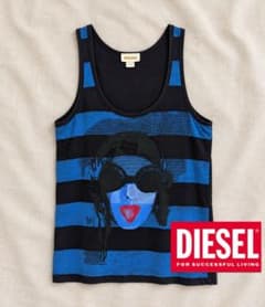 DIESEL ディーゼル グラフィック タンクトップ M Y2K ボーダー