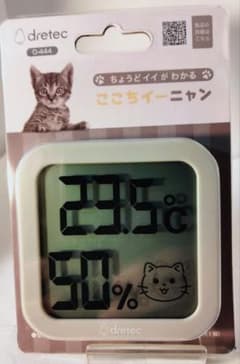 送料無料！dretec 温湿度計 ここちイーニャン O-444 猫ちゃん用/新品