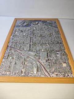 岡山駅から岡山城周辺3D都市データを活用した都市模型 (A3サイズ)1