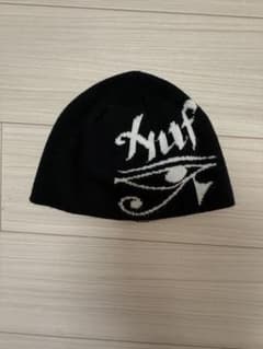 HUF ロゴ入り 黒ニット帽のサムネイル