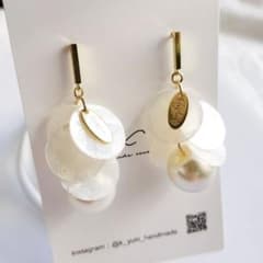 【No.203】シェルタッセル×パールピアス/イヤリングのサムネイル