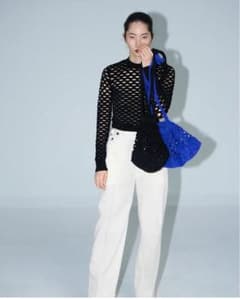 JUN MIKAMI "mesh knit" メッシュデザイン 黒ニットのサムネイル