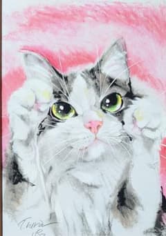 고양이 원화 그림 그림 드로잉 애완 동물 현대 미술 예술 고양이 고양이