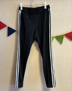 値下げ　adidas 黒 ブラック ストライプパンツ Ｌ