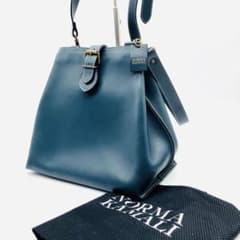 NORMA KAMALI ノーマカマリ レザー ショルダーバッグ ブルー 肩掛け 