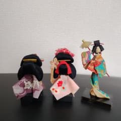 豆かつら 姫かつら 花魁人形 ミニチュア 置物 昭和レトロ ヴィンテージ