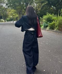SETUP】バックデザイン タックワイドデニムセットアップ - メルカリ