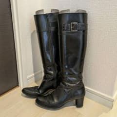 【DIANA】23cm 黒レザーロングブーツ ブーツキーパー付きのサムネイル