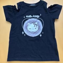 Hello Kitty 肩出し Tシャツ ブラック 130のサムネイル