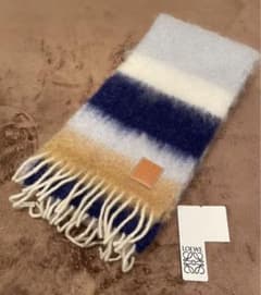 【超美品】ロエベ モヘヤ×ナイロン×ウール アナグラム マフラーのサムネイル