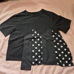 ドット柄切り替え黒半袖Tシャツのサムネイル