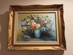55cm×44cmアンティーク額縁　花瓶の油絵のサムネイル
