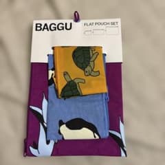 新作/新品未使用】BAGGU/フラットポーチセット/バケーションアニマルズ 