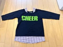 CHEER 重ね着風 七分袖 Tシャツ 黒のサムネイル