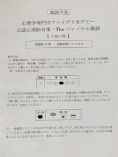 公認心理師模試　心理専門学校ファイブアカデミー 2020 Theファイナル模試のサムネイル