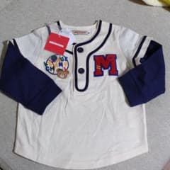 新品未使用　ミキハウス ロンT　ユニフォーム風長袖Tシャツ　80センチのサムネイル