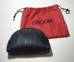 新品 GROOM paris　フランス製ポーチ　本革製 ブラック　送料無料★のサムネイル