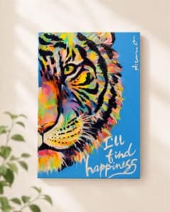 カラフルな虎の原画 F4号キャンバス 手描き 現代アート 絵画 トラ 動物