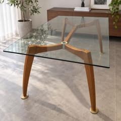 Calligaris （カリガリス）ガラスダイニングテーブルイタリア製　木製脚 Calligaris （カリガリス）ガラスダイニングテーブルイタリア製 木製脚
