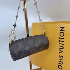 美品ルイヴィトン モノグラム パピオン付属ポーチ 社外チェーン付 ショルダー風 ルイヴィトン モノグラム パピヨン付属ポーチ お花の社外チェーン