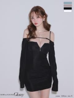 ROBE de FLEURS Glossy ブラック ミニドレス Sのサムネイル